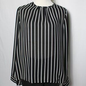White House Black Market Black with White Stripped Blouse Women's Size 16